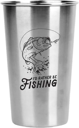 Vaso de acero inoxidable "I'd Rather Be Fishing", regalo único para chicos, uso en casa, campamento, cámper, oficina, viajes, como regalo de