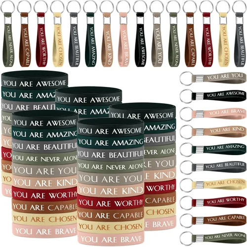 Miniatura 9 de Sratte 120 pulseras motivacionales, regalos inspiradores, llaveros inspiradores, regalo de agradecimiento para la semana de CNA, profesores