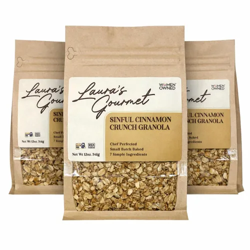 Miniatura 15 de Laura's Gourmet Granola AppleLicious Crunch, 12 oz - 3 packs, Gluten-Free Oats, Vegan, Dairy & Soy Free Snack, Organic Agave, Cinnamon Diced Apples