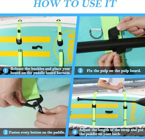 Miniatura 3 de Paddle Board Carry Strap, SUP Kayak Shoulder Straps Paddle Board Accessories for Women and Men Verde fluorescente
