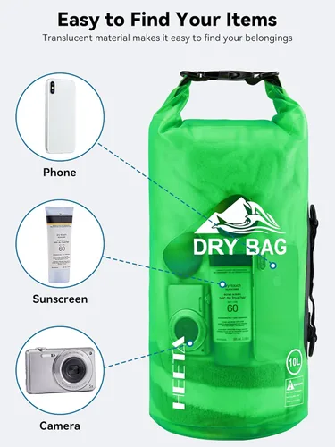 Miniatura 7 de HEETA Bolsa Seca Impermeable para Mujeres y Hombres, 5L/10L/20L/30L/40L Tapa Enrollable Bolsa de Almacenamiento Seca Ligera Mochila con Funda