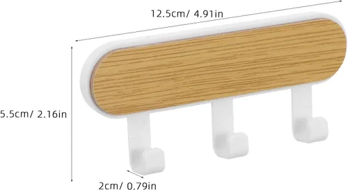 Miniatura 4 de 6PCS Self-Adhesive Wall Hooks: Space Saving Multi-Hook Rack - Bedroom Hanging Rack - Wooden Coat Hat Hanger Organizer for Bathroom Hallway