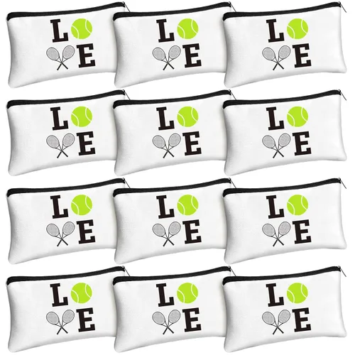Miniatura 8 de Moukeren 12 piezas de bolsa de maquillaje de tenis, bolsa de cosméticos portátil de viaje, accesorios de aseo con cremalleras, regalos de tenis