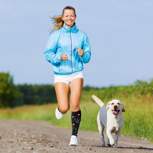 Miniatura 4 de 6 pares de calcetines de compresión para mujeres y hombres, 15-20 mmHg, soporte graduado hasta la rodilla, calcetines para enfermeras, viajes