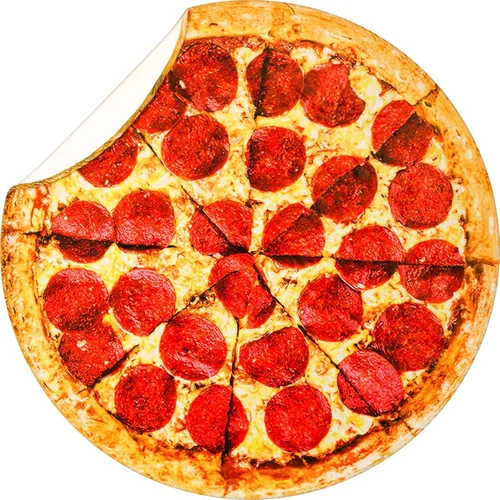 Miniatura 4 de Vessia Manta con estampado de pizza, manta redonda realista y divertida de comida para adultos y niños, 300GSM, novedosa manta de pizza Pepperoni