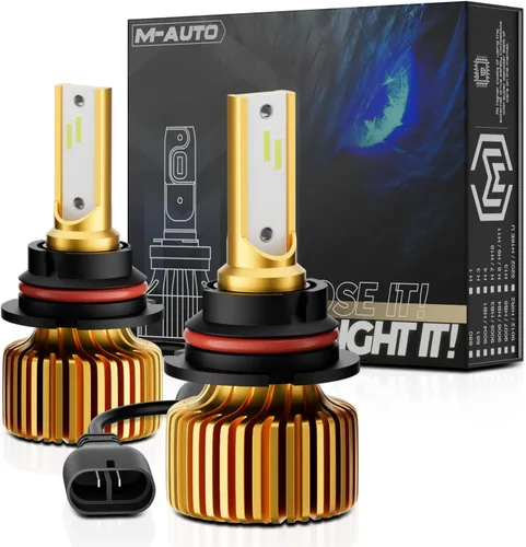M-AUTO Bombillas LED 9007 para faros delanteros, luz LED HB5 6000LM por juego 6500K blanco frío, instalación Plug and Play, paquete de 2