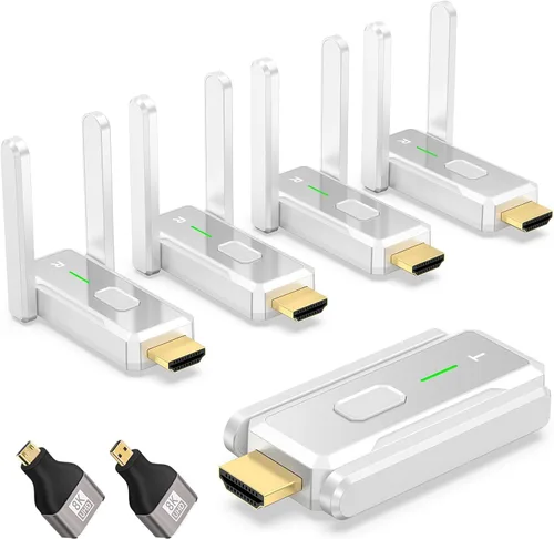 Miniatura 9 de Transmisor HDMI inalámbrico con 2 receptores (382FT/100M), 2.4G+5G, Plug & Play, HDMI inalámbrico soporta decodificación 4K y salida Full HD 1080P