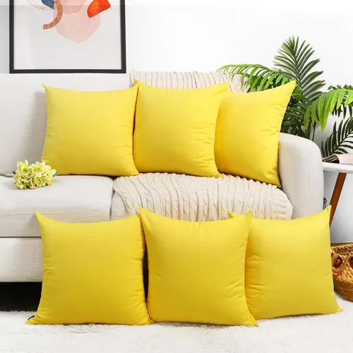 Miniatura 23 de Coddsmz Paquete de 6 fundas de almohada decorativas 100% algodón, fundas de cojín cuadradas de Navidad sólidas para el hogar, cama, sofá, día