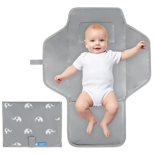Cambiador portátil con almohada incorporada, cambiador de pañales plegable de viaje, estación de cambio impermeable abierta con una sola mano para