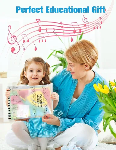 Miniatura 7 de Juguetes musicales de aprendizaje para bebés, alfombrilla de piano para jugar en el suelo para niños pequeños con tarjetas flash de animales, sonido