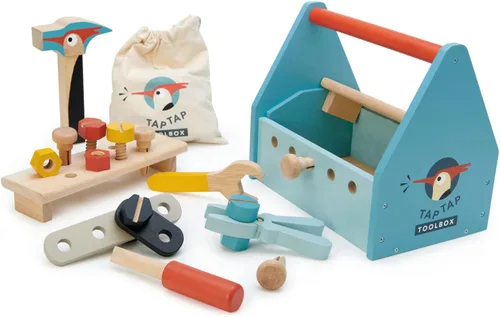 Tender Leaf Toys - Caja de herramientas Tap Tap - Caja de herramientas realista para juegos creativos de simulación para niños mayores de 3 años