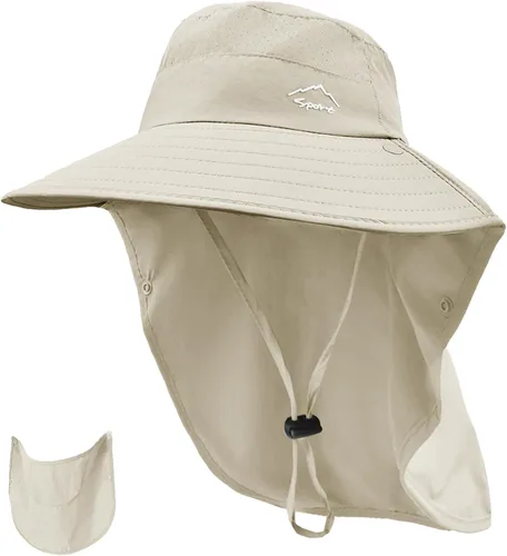 Miniatura 13 de Rosoz - Sombrero de sol para hombres y mujeres con solapa para el cuello, ala ancha, UPF50+, sombrero de pesca con cubierta facial desmontable