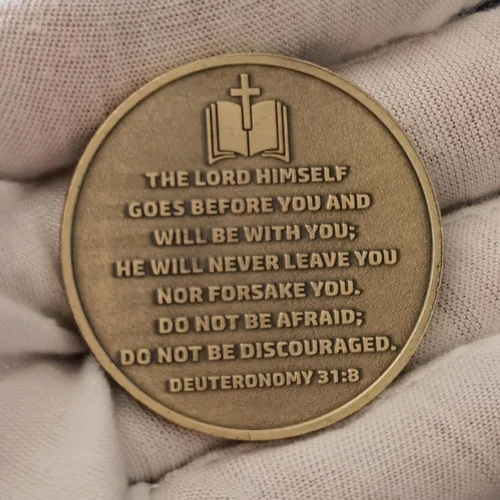 Miniatura 4 de Arraigado en Cristo La Roca del Señor es Mi Roca, Mi Fortaleza, Mi Libertador Moneda de Desafío Cristiana Basada en la Fe Versículo Bíblico Regalo