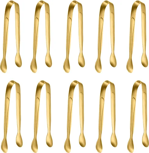 Paquete de 10 pinzas pequeñas de hielo para azúcar, mini pinzas de acero inoxidable para servir aperitivos, para fiestas, café, té, vino, cocina,