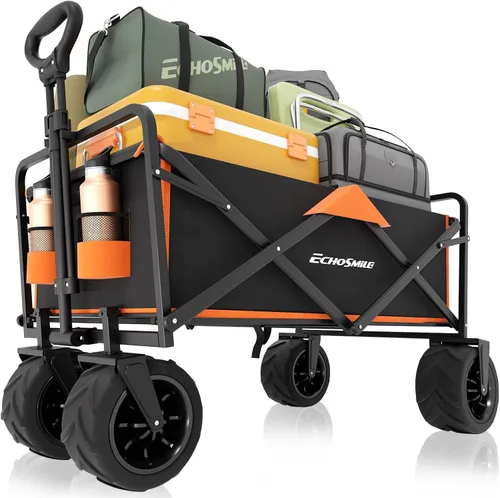 Miniatura 8 de EchoSmile Carro plegable de alta resistencia de 350 libras de capacidad, carrito plegable al aire libre para acampar y comestibles, carrito