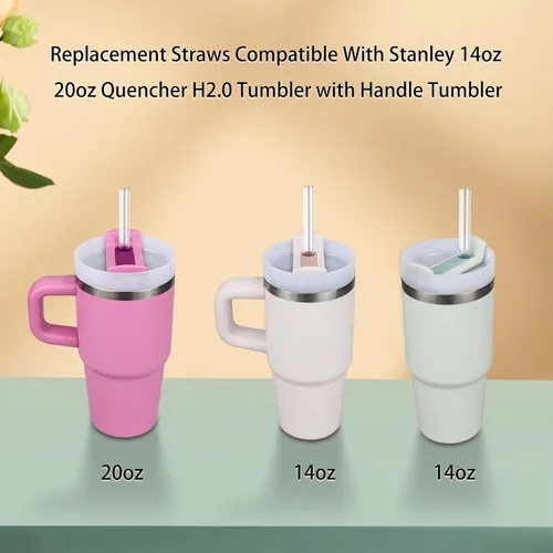 Miniatura 3 de Pajitas de repuesto compatibles con vaso Stanley Quencher H2.0 de 14 onzas con asa, con 1 cepillo (paquete de 6 unidades para 14 onzas)