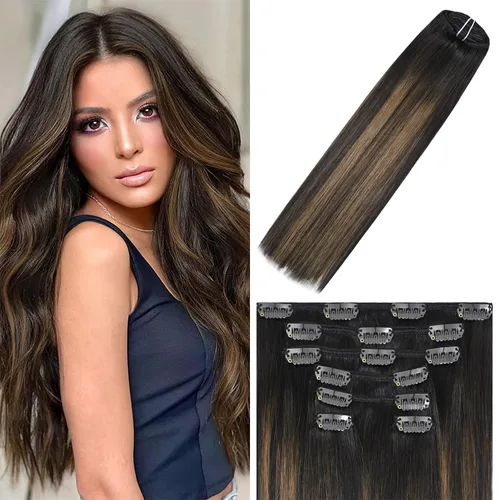 Miniatura 49 de WindTouch - Extensiones de cabello humano Remy con pinzas, color rubio decolorado combinado con balayage, para cabello rubio, 2.47 onzas, N.°