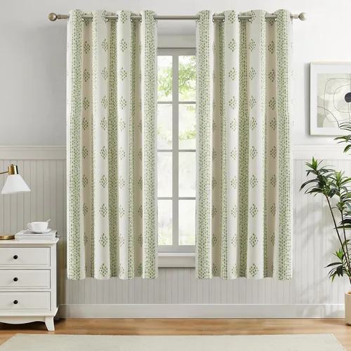 Miniatura 35 de Melodieux Cortinas bohemias 80% opacas de 63 pulgadas de largo para dormitorio, sala de estar, oscurecimiento de sala de estar, cortinas