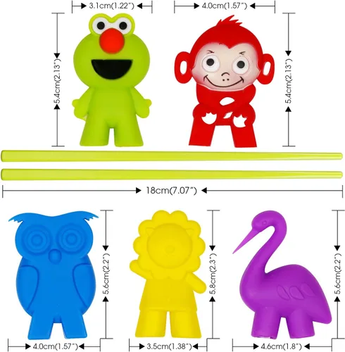 Miniatura 2 de Palillos de entrenamiento para niños, adultos y principiantes - Juego de 5 pares de palillos con ayudante de palillos de aprendizaje acoplable