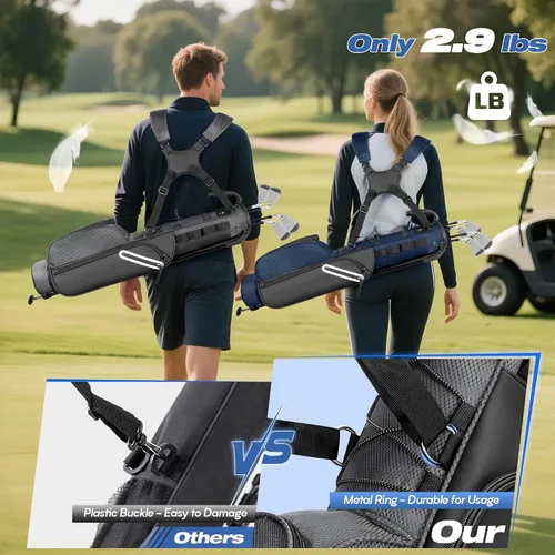 Miniatura 4 de GOBUROS Golf Stand Bag Fit Up to 7 Clubs, Compact Design for Par 3 Courses and Driving Range, Lightweight Pitch and Putt Golf Bag, with Padded
