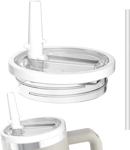 1 paquete de tapa con pajita abatible de 40 onzas, reemplazo para taza Stanley Quencher, tapa de taza a prueba de fugas y resistente a derrames,