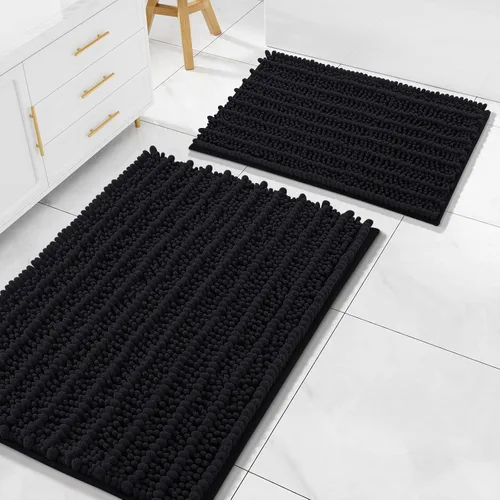 Miniatura 35 de Arotive Juego de 2 alfombras de baño de felpilla de lujo, extra suaves, absorbentes, peludas y alfombras de baño de contorno en forma de U
