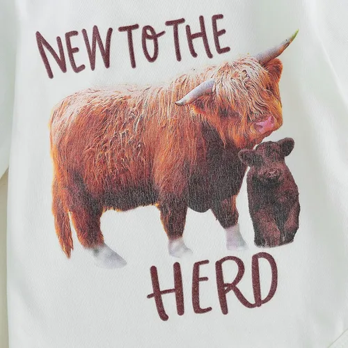 Miniatura 7 de Omkzanbi New to the Herd - Body para recién nacido, para niño y niña, mono de vaca de las tierras altas, pantalones deportivos, sombreros