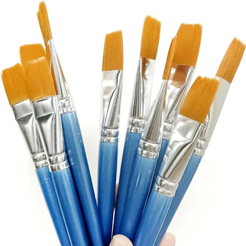 Miniatura 3 de 10 pinceles planos de 1 pulgada, pincel de pintura acrílica, cepillo de nailon sintético para el cabello, pincel de pintura para pintura de 10