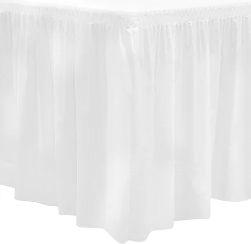 Miniatura 9 de Party Essentials Falda de mesa de plástico desechable resistente, 1 unidad, 29 pulgadas de ancho x 14 pies (168 pulgadas) de largo, amarillo