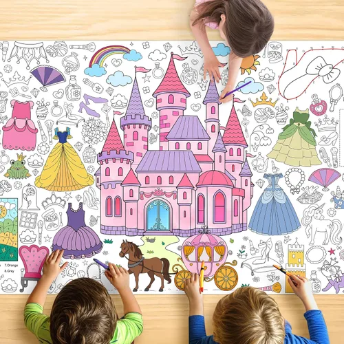 Miniatura 32 de Groovy - Mantel para colorear para niños, póster colorido de 30 x 72 pulgadas con letreros de paz, margarita, diseños retro, perfecto