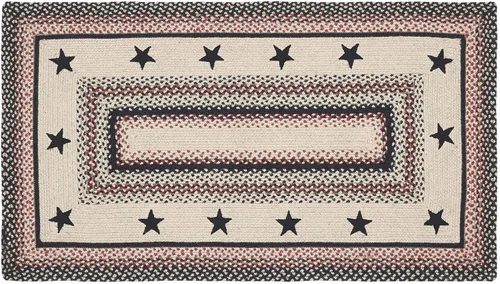 Miniatura 7 de VHC Brands Colonial Star - Alfombra decorativa, mezcla de yute, medio círculo, estrella roja y negra, 16.5 x 33 pulgadas