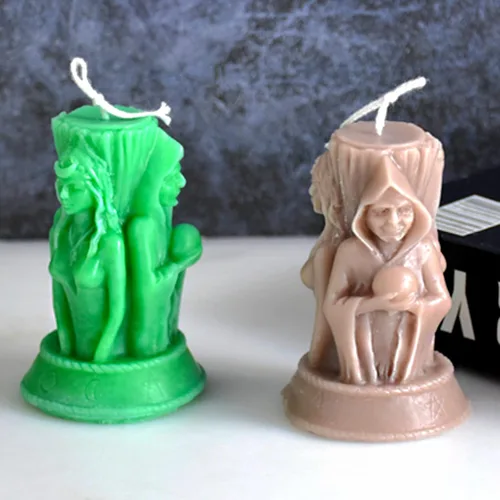 Miniatura 6 de Molde de silicona para velas 3D, 3 lados, diosas, niña, mujer embarazada, anciana, molde de silicona para pilar, aromaterapia, velas, cera, jabón
