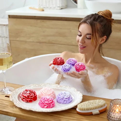 Miniatura 6 de Molde de vela de peonía de 3 cavidades, molde de silicona para fondant de peonía para resina epoxi floral, cera, jabón, arcilla, yeso, velas
