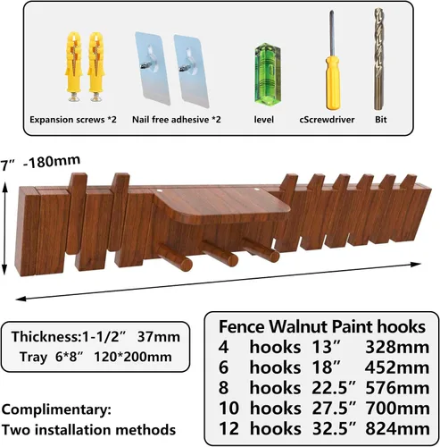 Miniatura 4 de Percheros montados en la pared, ganchos para llaves de piano, colgador de madera maciza natural, tela no tejida, perchas para armario, cocina