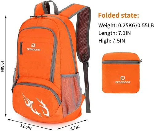 Miniatura 2 de FENGDONG mochila ligera plegable impermeable de 35L, mochila de senderismo pequeña para viajes, para hombres y mujeres