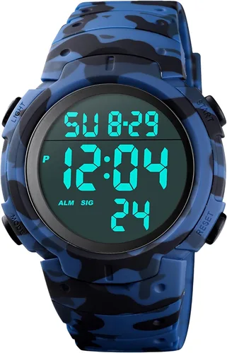 Miniatura 12 de CakCity Reloj deportivo digital para hombre, pantalla LED, esfera grande, reloj militar para hombre, impermeable, casual, luminoso, cronómetro