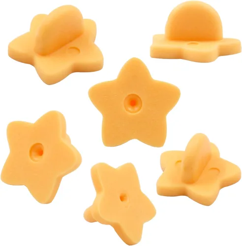Miniatura 7 de Paquete de 100 pines de goma en forma de estrella, soporte de broche para corbata de sombrero de insignia de uniforme (negro)