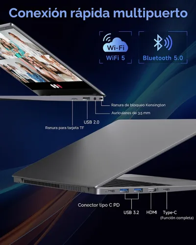 Miniatura 4 de Laptop de 15.6 pulgadas con Pentium Gold 6500Y (hasta 3.4GHz), 16GB RAM 256GB SSD, 1080P Full HD, USB-C, WiFi 5, BT5.0, computadoras portátiles