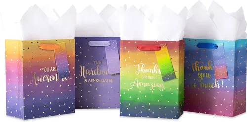 Miniatura 11 de Loveinside Bolsas de regalo de tamaño mediano, bolsa de regalo con patrón de mármol colorido con papel de seda para compras, fiestas, bodas, baby