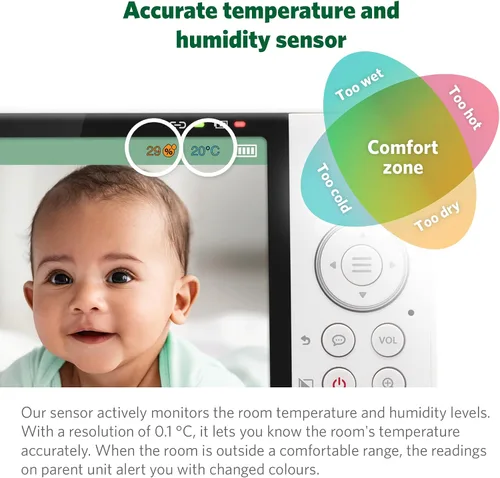 Miniatura 10 de LeapFrog Monitor de bebé LF925HD con cámara y audio, monitor de bebé de acceso remoto WiFi de 1080p, cámara panorámica e inclinación de 360°, zoom