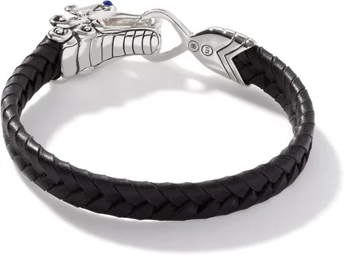 Miniatura 3 de John Hardy - Pulsera de plata de ley "Legends Naga" y 0.394in de cuero negro trenzado