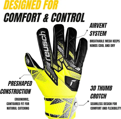 Miniatura 3 de Reusch Attrakt Infinity - Guantes de portero de fútbol con protección para los dedos, transpirables, duraderos, para césped artificial y superficies