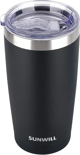 Miniatura 21 de SUNWILL Vaso de café de viaje de 20 onzas, taza aislada con tapa, taza de acero inoxidable para bebidas calientes y frías, con recubrimiento