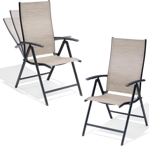Crestlive Products. Conjunto de 2 sillas plegables de patio, 7 niveles ajustables, reclinables, con respaldo alto, para exterior, sillas de césped