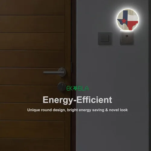 Miniatura 5 de EKOBLA Luces nocturnas de bandera de Texas, enchufables a la pared, luz nocturna rústica del estado de Texas con sensor de atardecer a amanecer