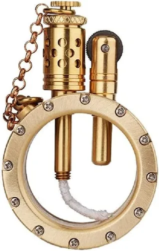 Miniatura 7 de Encendedor de queroseno antiguo vintage con diseño creativo de botella transparente, estilo steampunk fresco, rueda de encendido, regalos