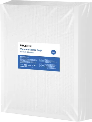 INKBIRD Bolsas selladoras al vacío para guardar alimentos, 50 unidades de 8 x 12 pulgadas, sellar una comida, bolsas de vacío precortadas para