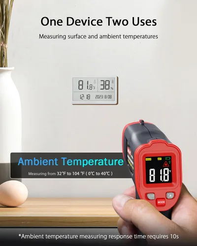 Miniatura 4 de Wintact Pistola termómetro de temperatura infrarroja, pistola de temperatura láser digital sin contacto, superficie de medición y temperatura