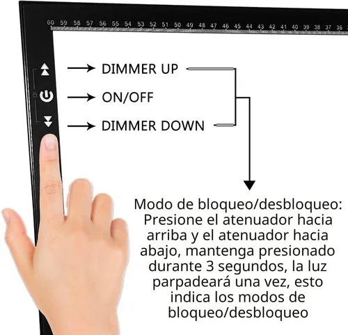 Miniatura 2 de HSK A2 Mesa de Copia con Luz de Trazado para Artistas, Caja de Luz 12V2A Adaptador Atenuable 5000 Lux Botón de Bloqueo/Desbloqueo, Almohadilla