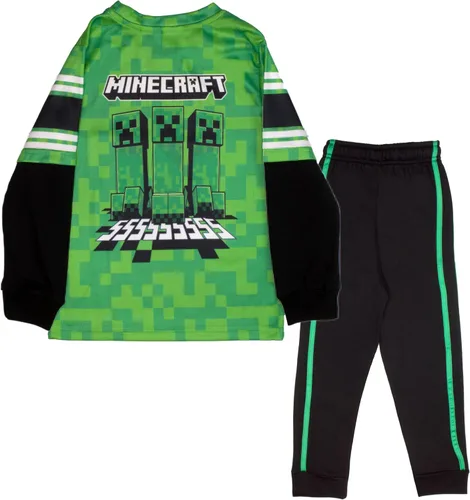 Miniatura 2 de Minecraft Juego de 2 piezas de videojuego, camiseta y pantalones de malla activa de manga larga para niños, paquete de 2